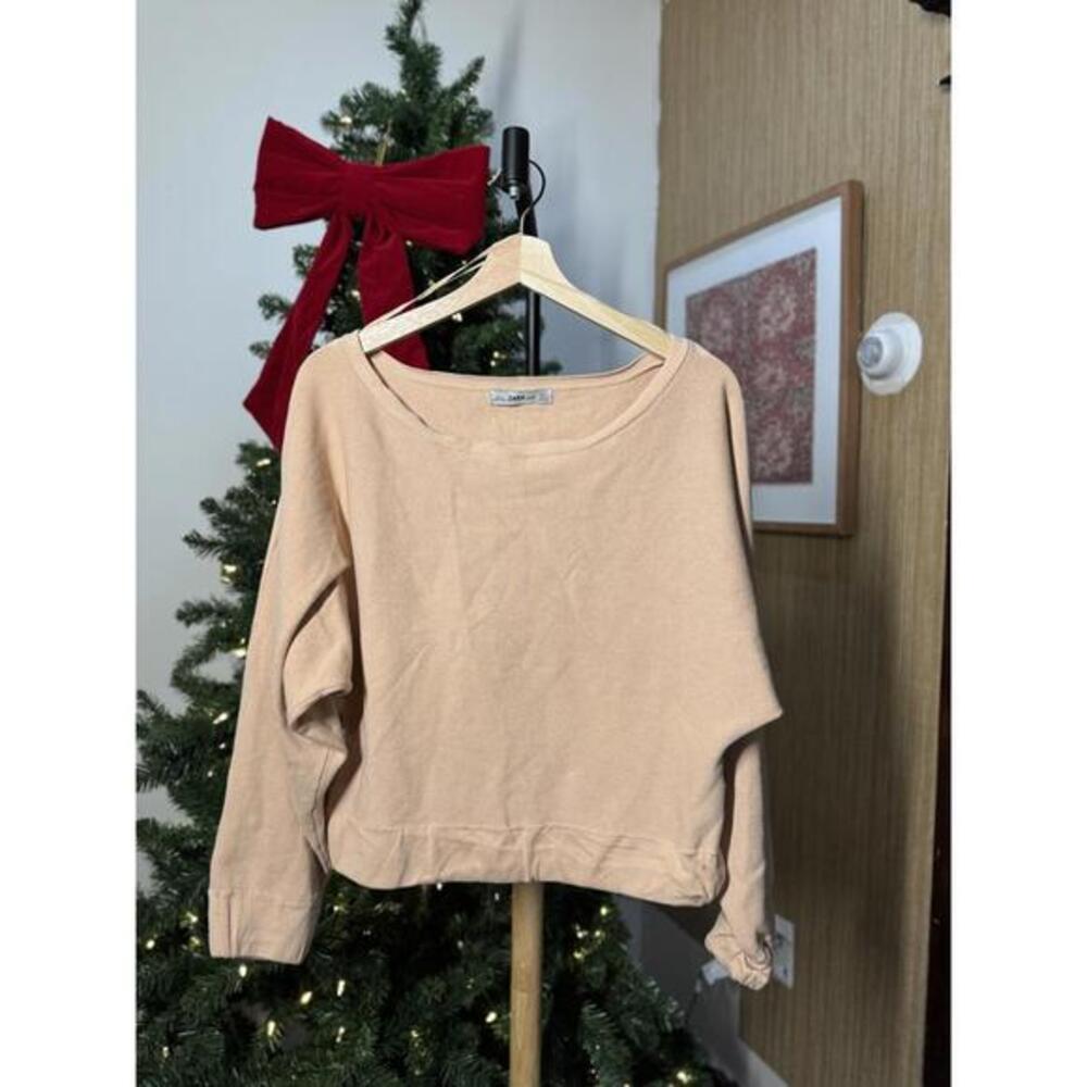 Zara Women's Long Sleeve Beige Top